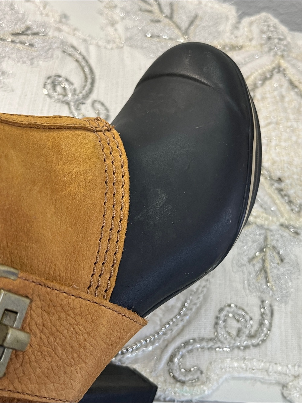 Sorel Medina II Clogs/Boots Women’s 7.5 Black & Tobacco Leather Lined - Picture 15 of 16